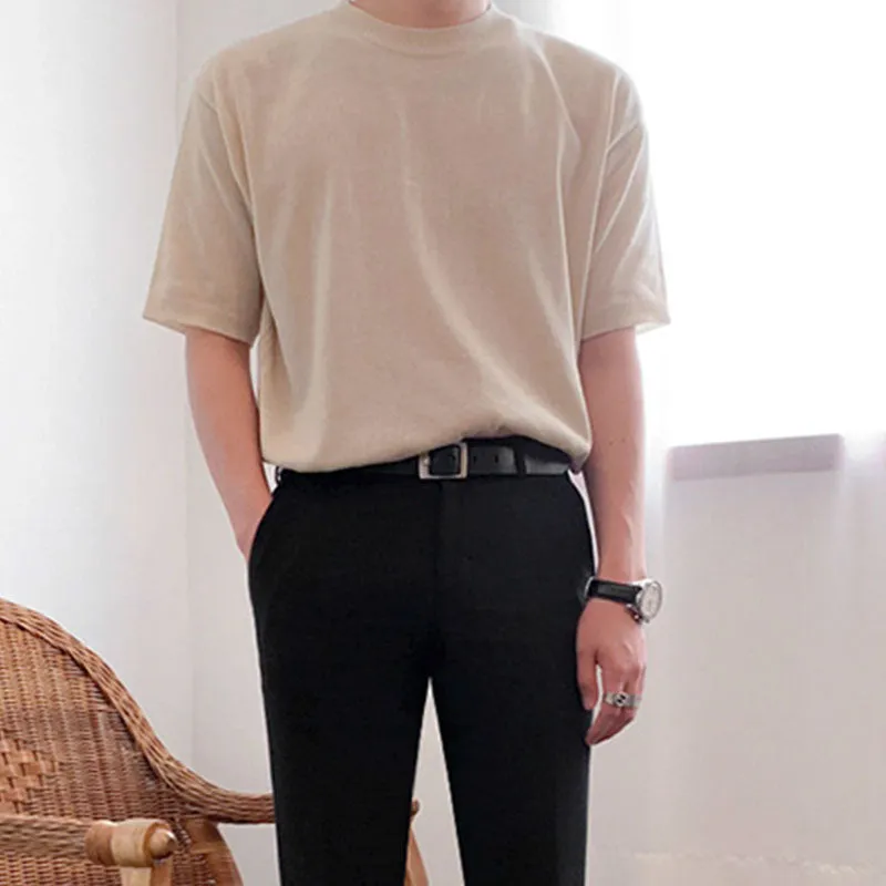 Men's Summer Slim Fit Short Sleeve Knit T-Shirt
