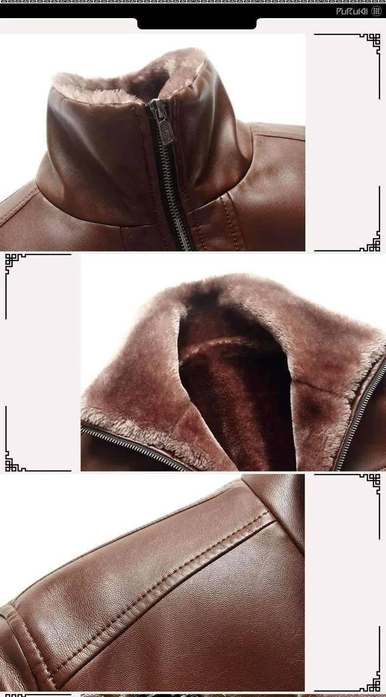Men's Thick Winter Leather Suede Jacket