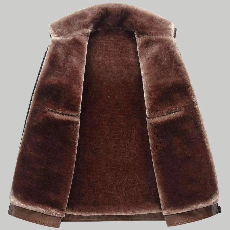 Men's Thick Winter Leather Suede Jacket