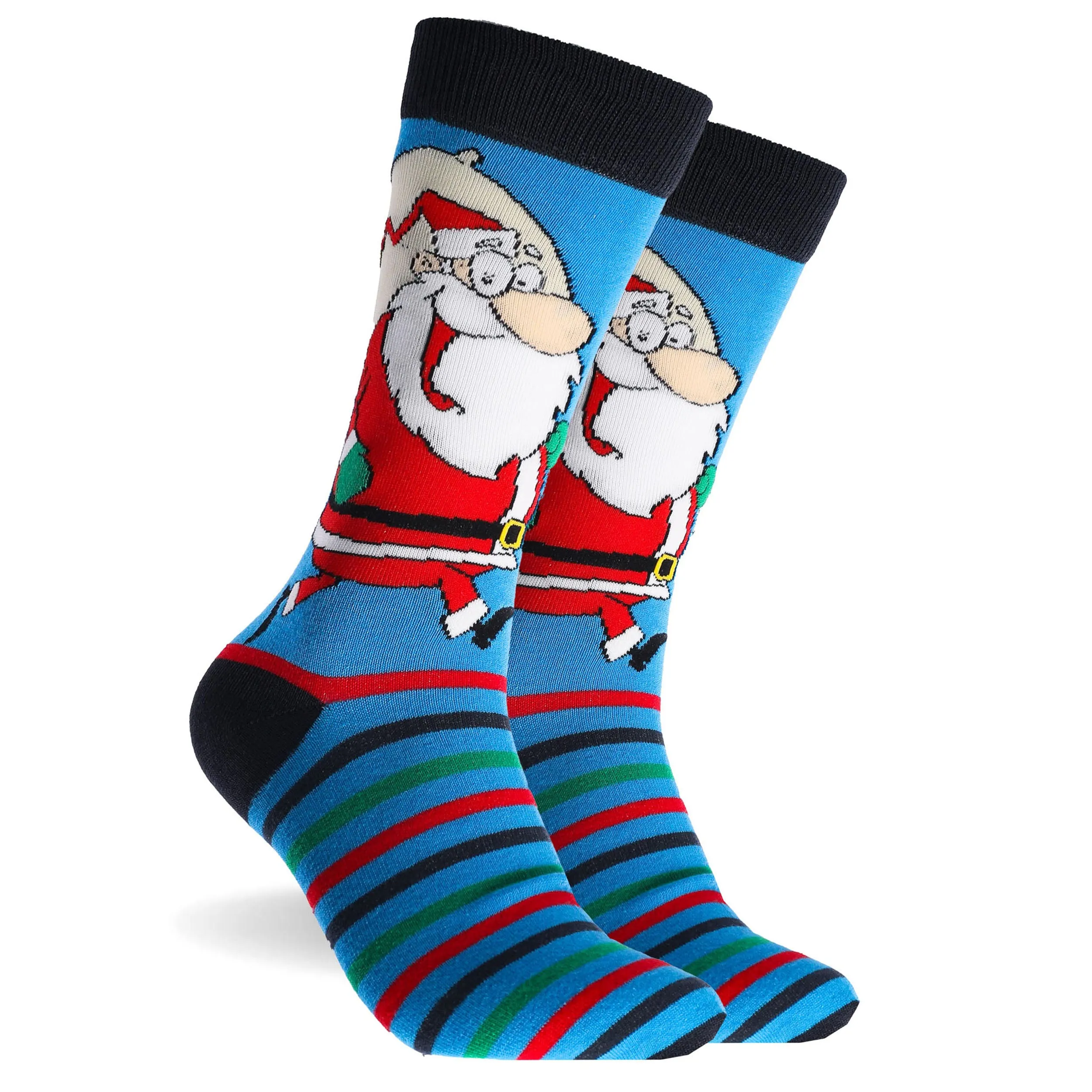 Men's Ugly Christmas Cotton Crew Socks 3 Pack - Blue & Red