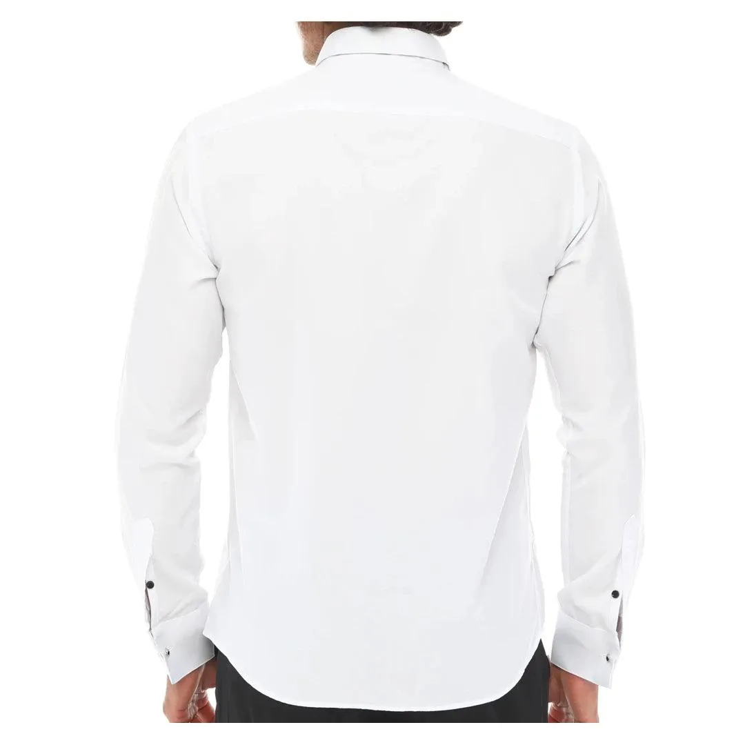 Mens Wing Collar Shirt Tuxedo White Black Piping Double Cuff Dinner Classic