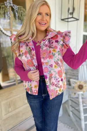 Mercy Flutter Sleeve Floral Puff Vest