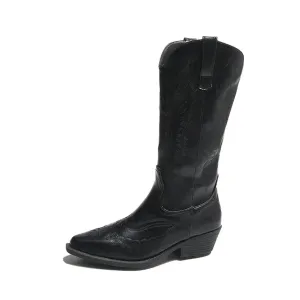 Merendy Chilly days western black embroidered cowboy boots
