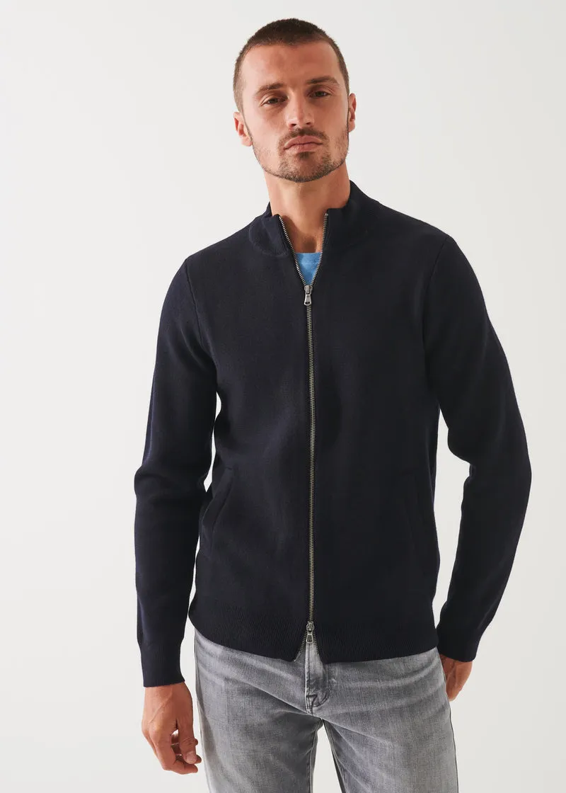 MERINO HALF MILANO ZIP-UP CARDIGAN - DARK NAVY