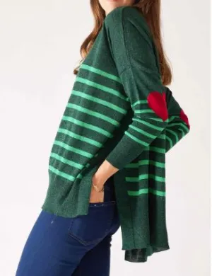 Mersea The Amour Sweater With Heart Patch- Alpine/Clover Stripe