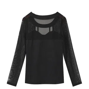 Meshed Hollow Out Autumn Long Sleeve Dress
