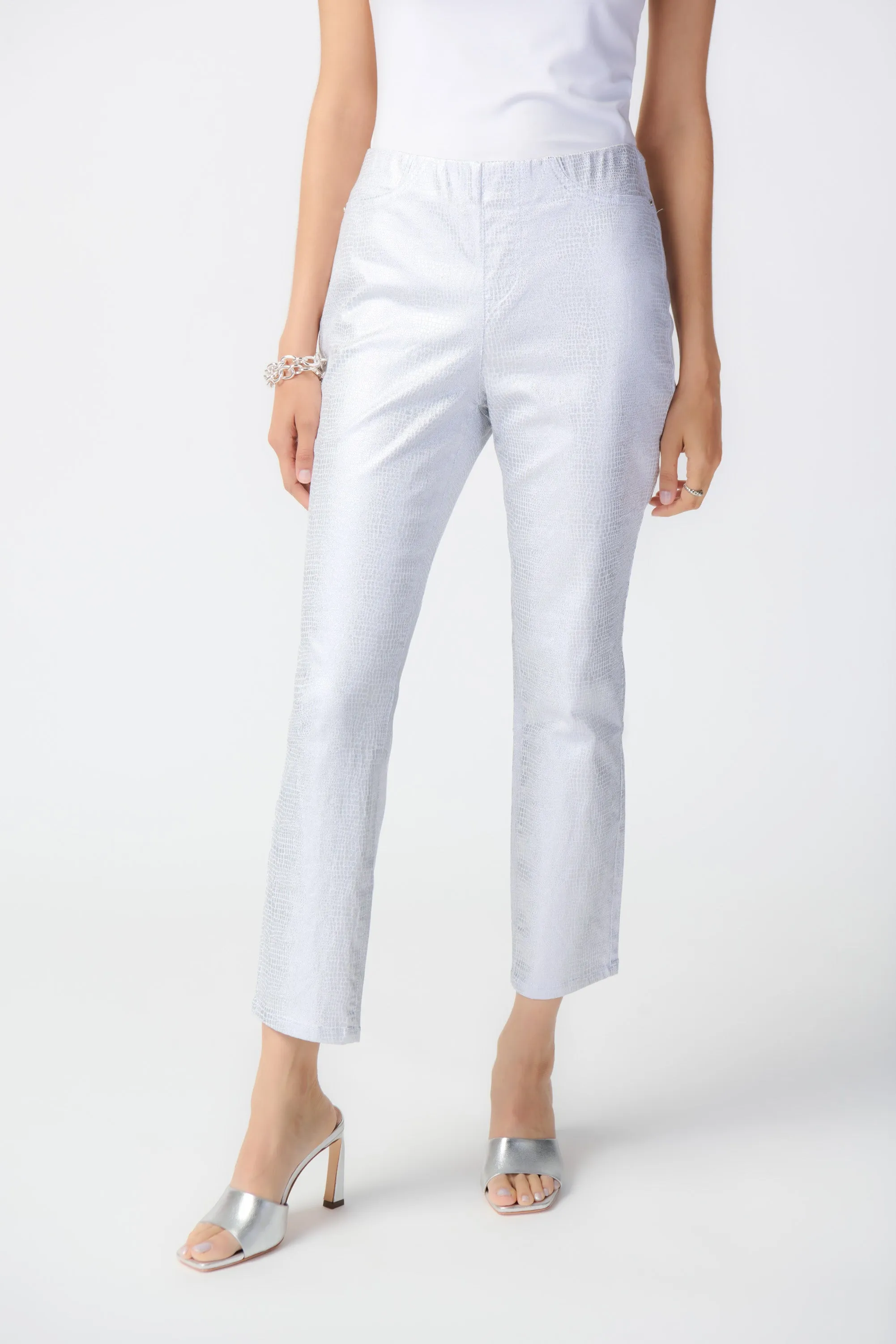 Metallic Animal Print Pull-On Jeans