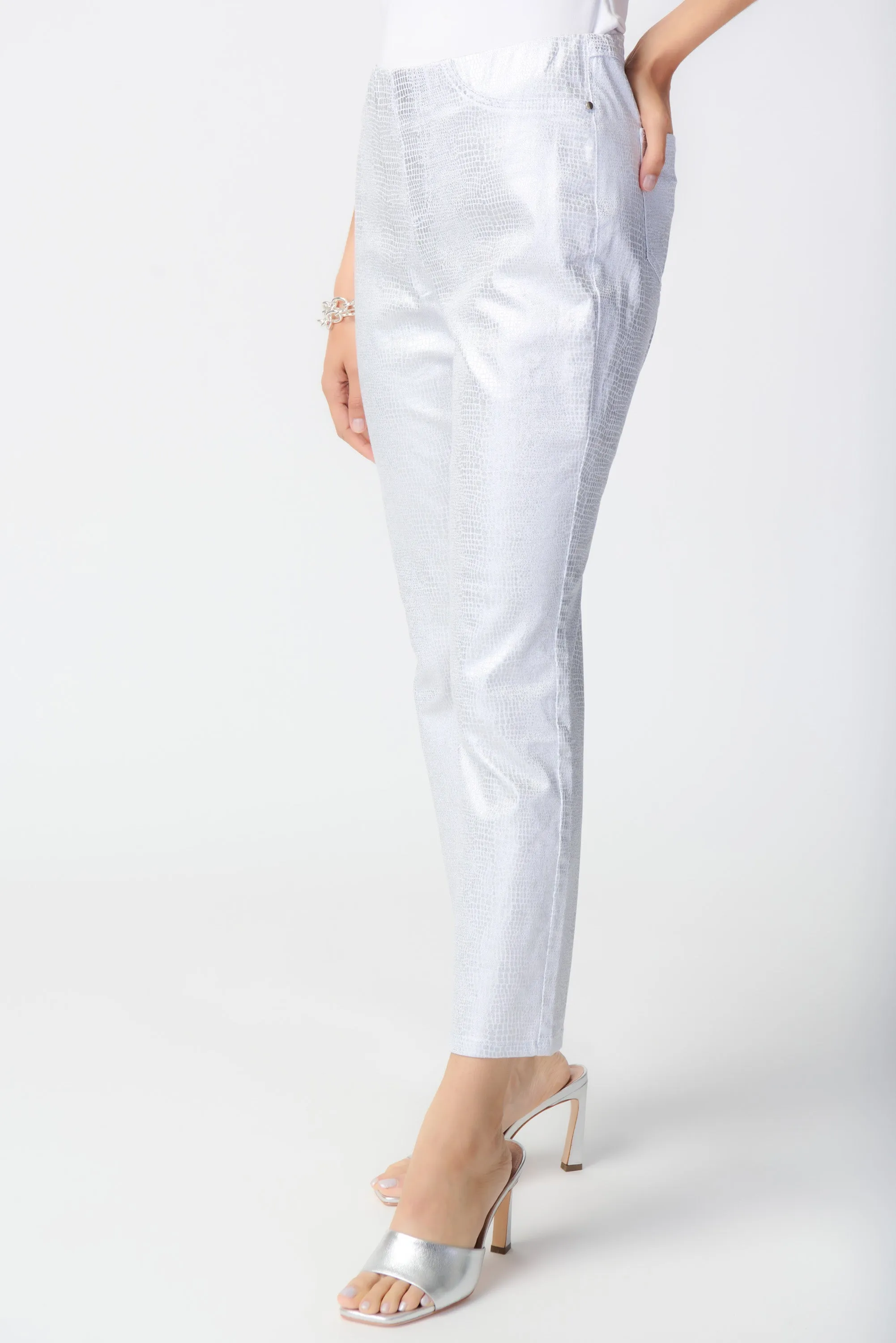 Metallic Animal Print Pull-On Jeans