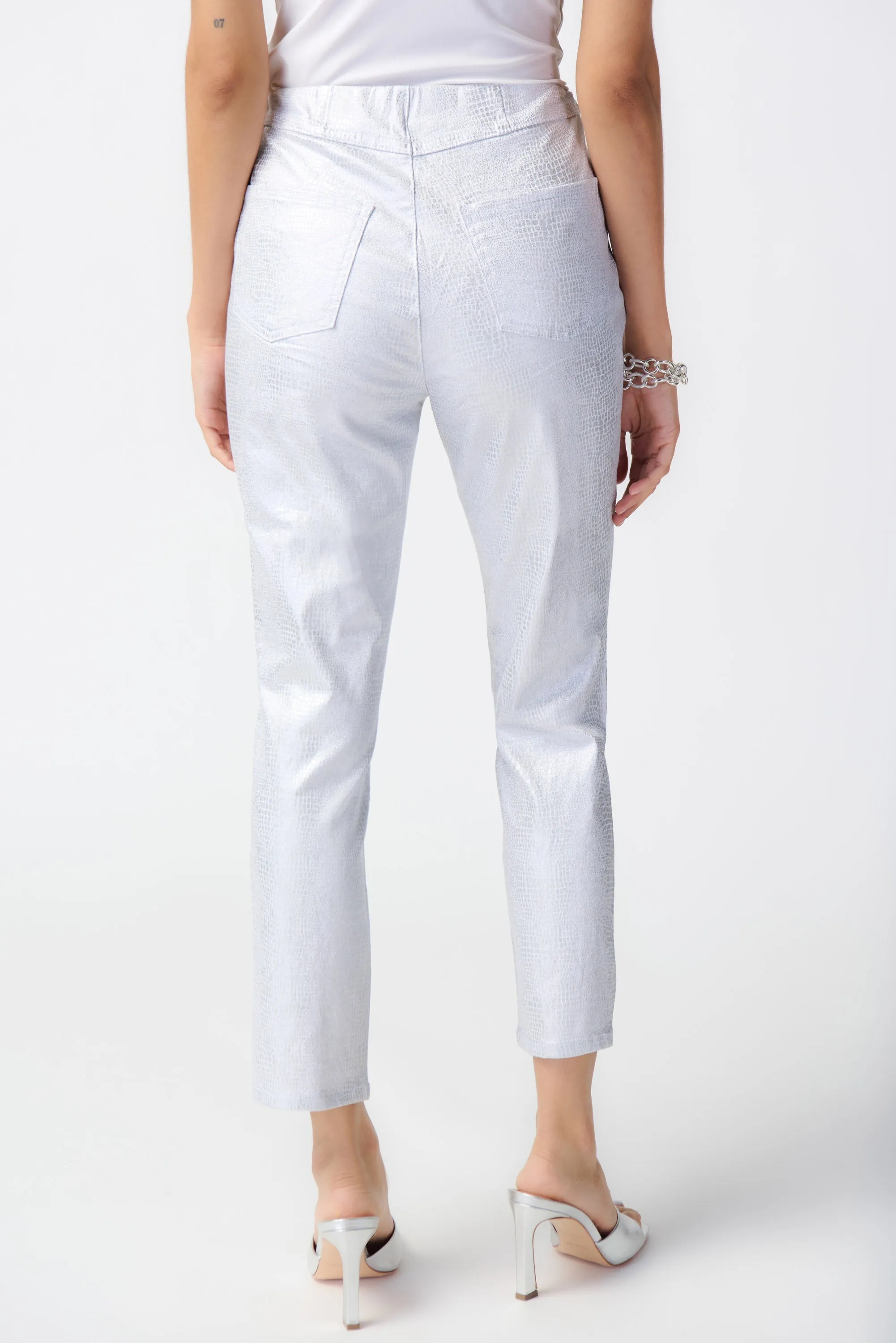 Metallic Animal Print Pull-On Jeans