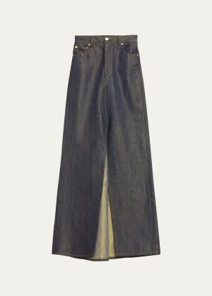 Metallic Denim A-line Skirt