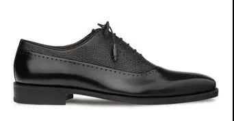 Mezlan Black Men's Dress Lace Up Shoes Two Tone Ostrich Calf Oxford