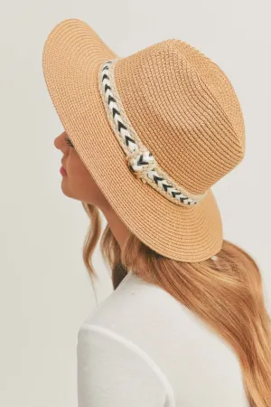 MH0108 Black and White Braided Jute Band Panama Hat