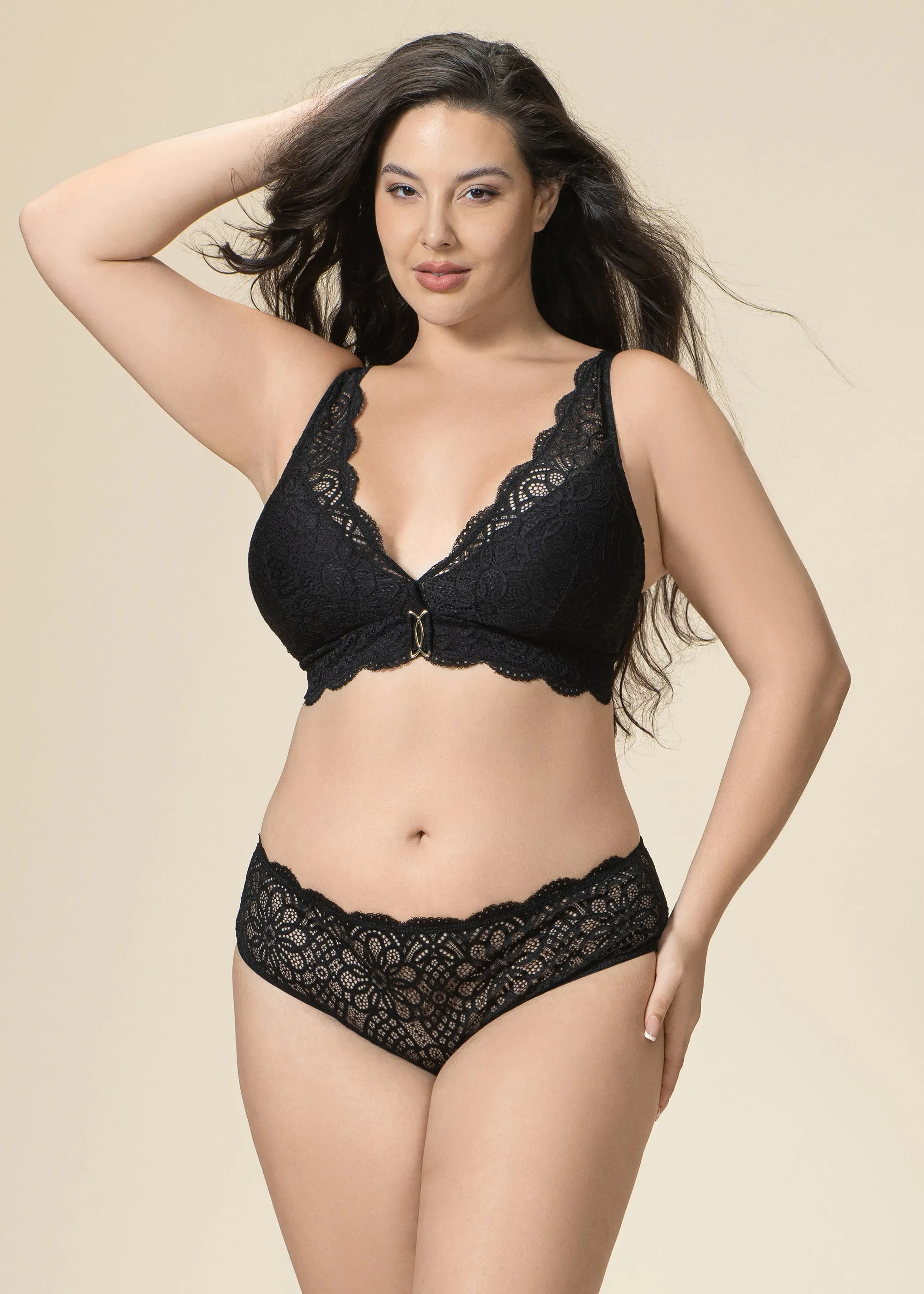 MIA Plus Stretch Soft Black Lace Brief Panties