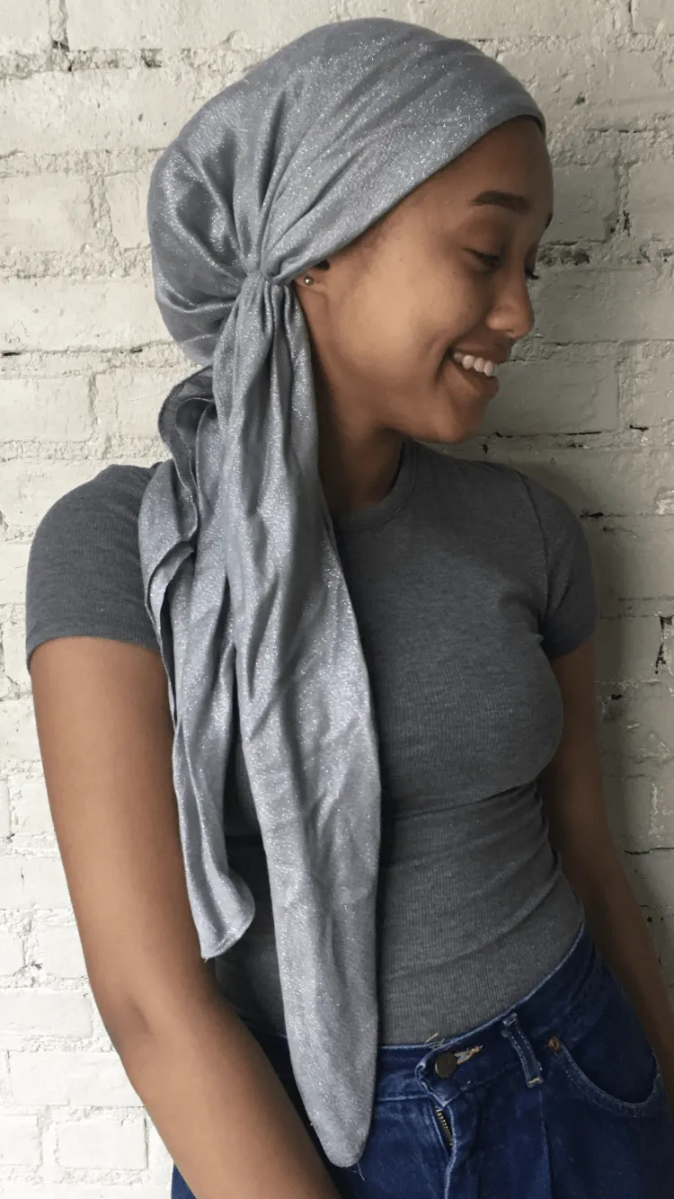 Miami Beach Sparkly Head Scarf Tichel Hijab Hair Wrap | Pre Tied Head Covering
