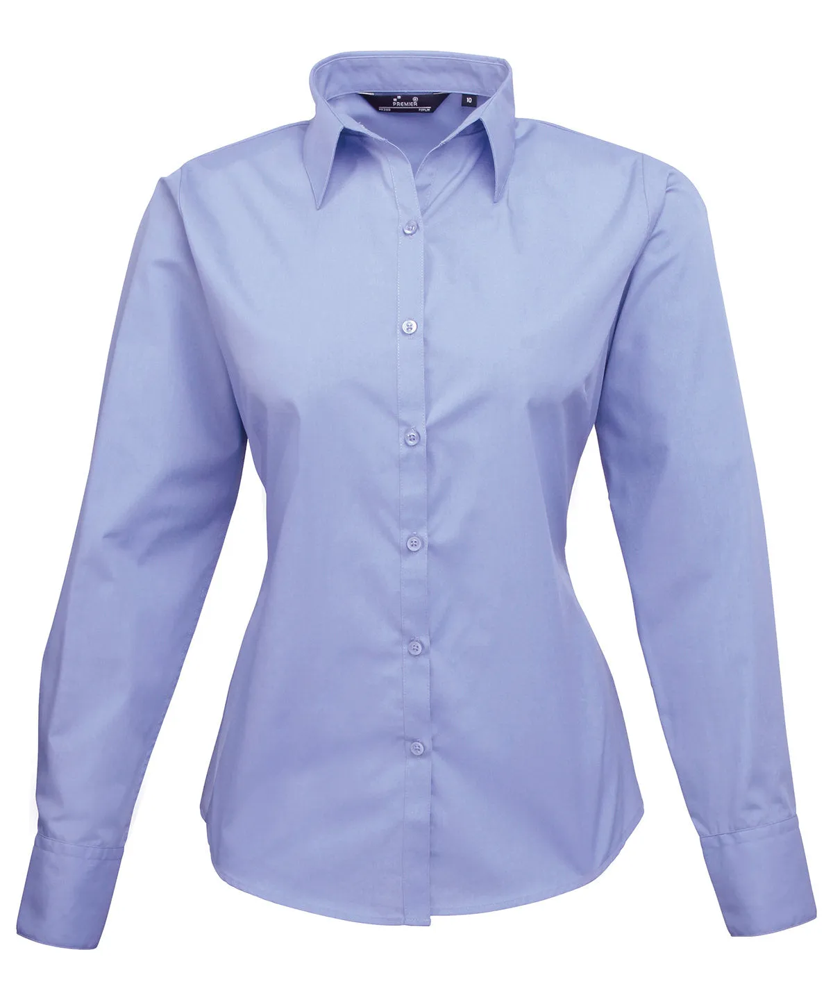 Mid blue* - Women's poplin long sleeve blouse