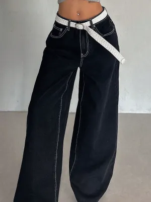 Midnight Indigo Baggy Wide Leg Jeans
