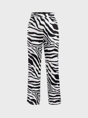Midsize Popping Personality Zebra Print Pants