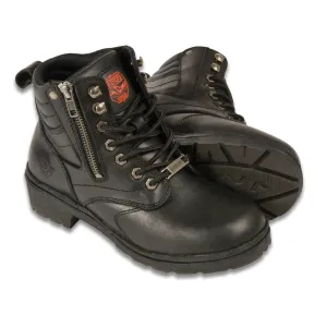Milwaukee Leather Boots MBL9320 Women’s Black Side Zipper Plain Toe Boot
