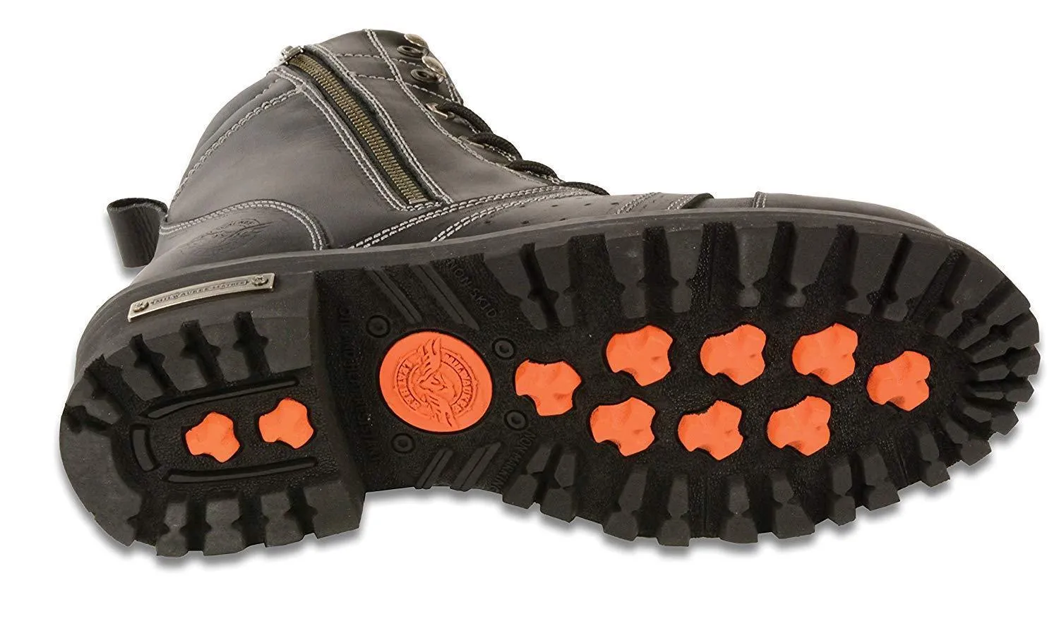 Milwaukee Leather Boots MBM9000  en's Black Leather Wide Boots with Contrast Stitching