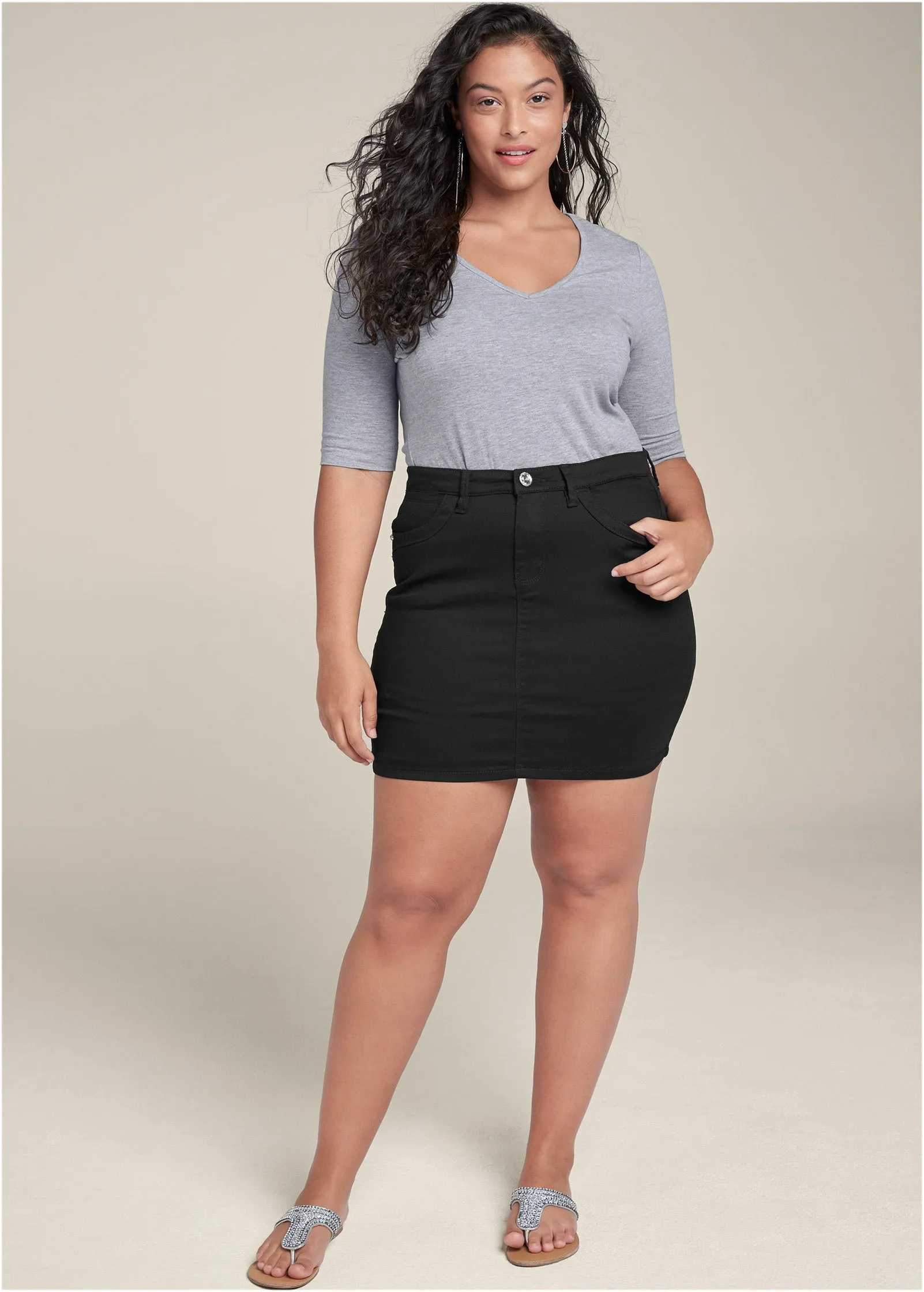 Mini Jean Skirt - Black