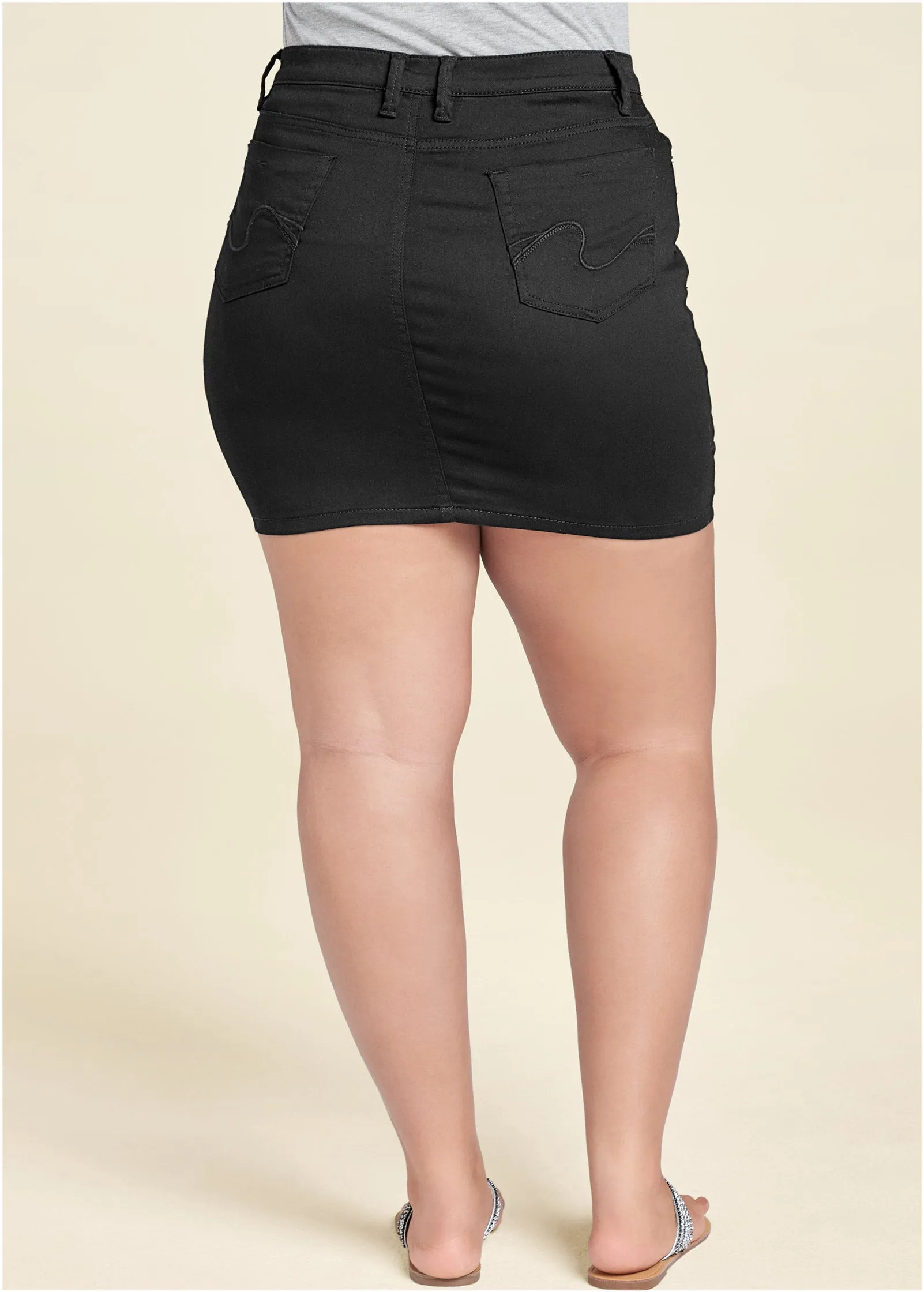 Mini Jean Skirt - Black