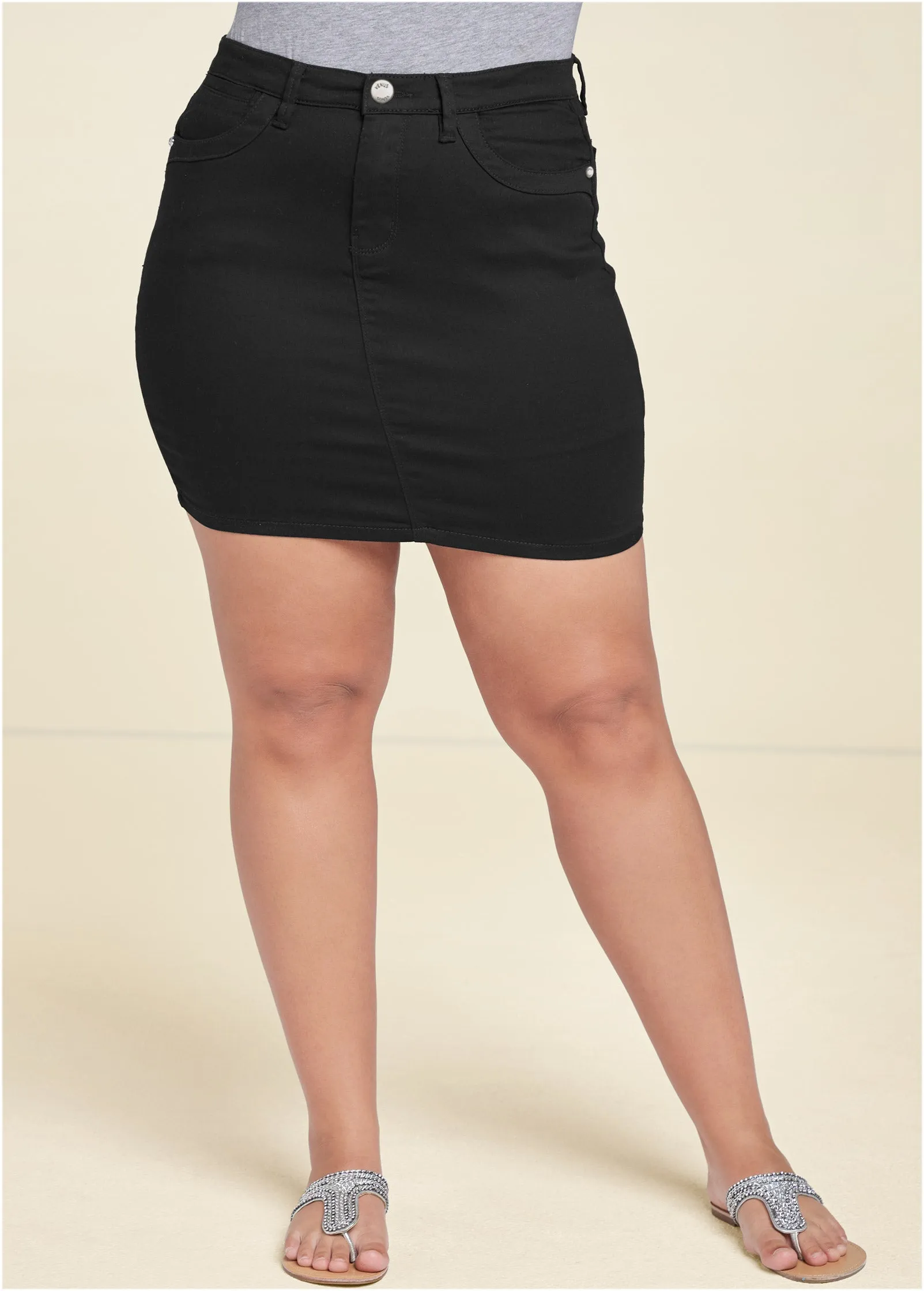 Mini Jean Skirt - Black