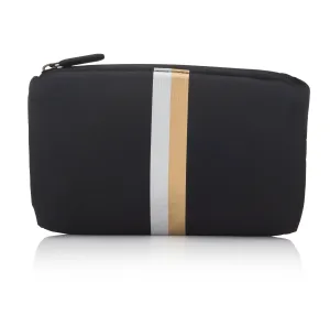 Mini Zipper Pack in Black with Silver and Gold Stripes