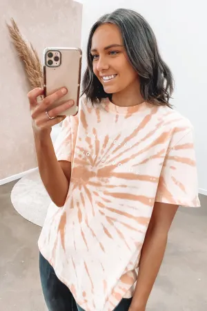 Minimal Logo Tie Dye Tee Coral