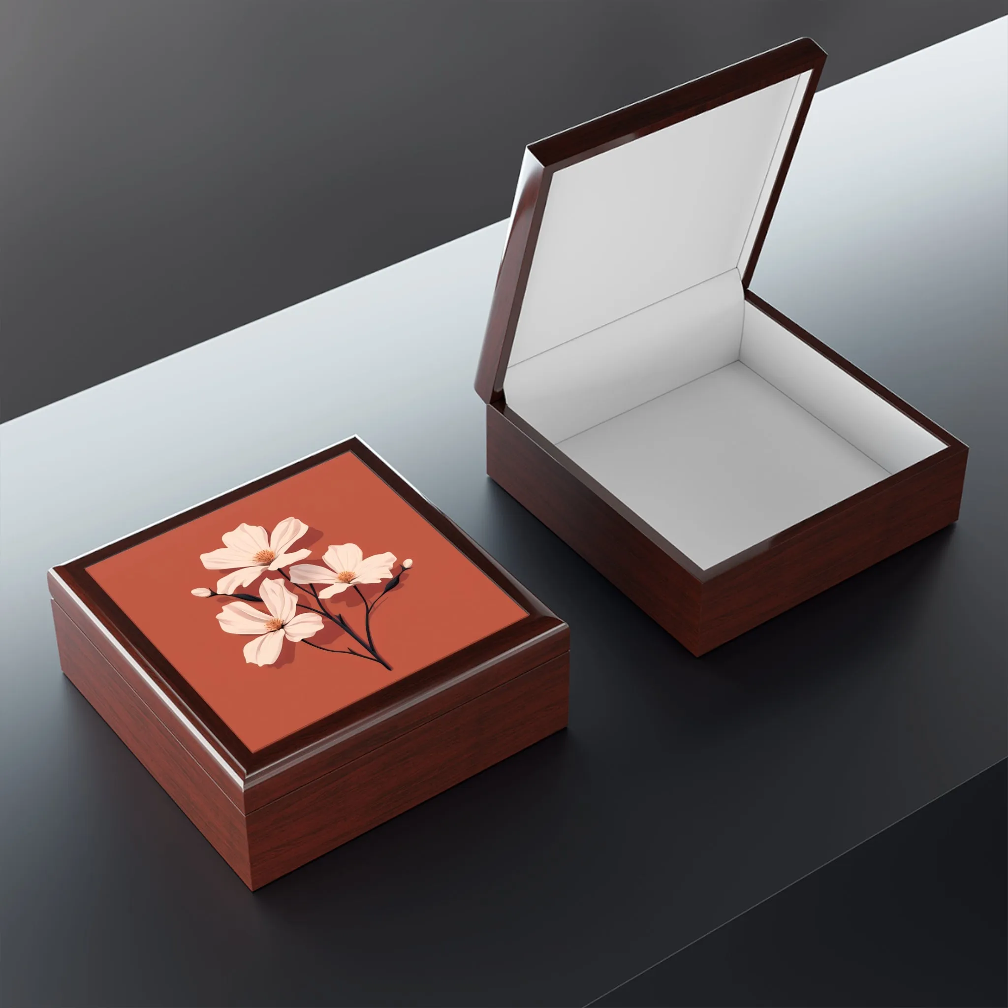 Minimalist Floral Jewelry Keepsake Box