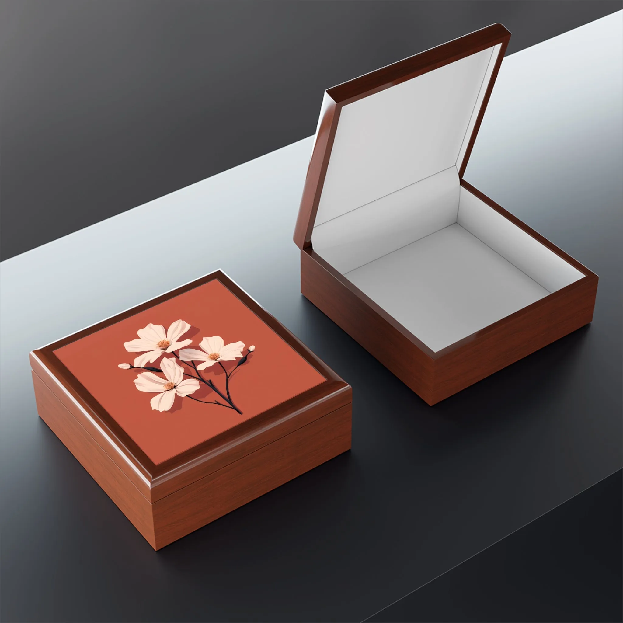 Minimalist Floral Jewelry Keepsake Box