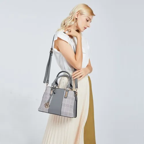 Miss Lulu Gingham Plaid Panel Shoulder Bag - Grey | Stylish & Versatile Women's Handbag