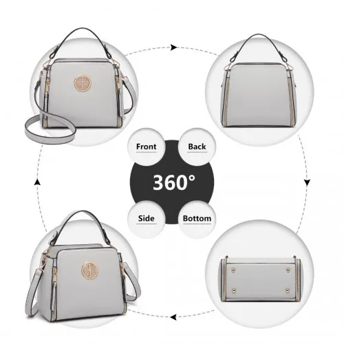 Miss Lulu Leather Look Practical Crossbody Bag - Grey | Lightweight & Stylish Everyday Handbag