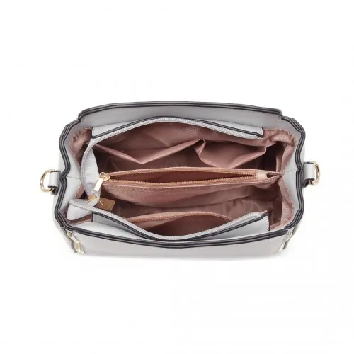 Miss Lulu Leather Look Practical Crossbody Bag - Grey | Lightweight & Stylish Everyday Handbag