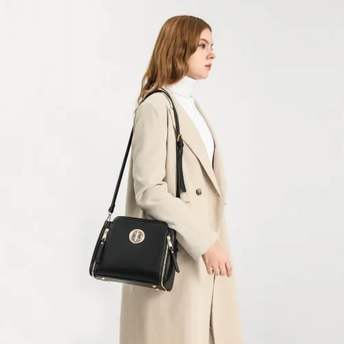 Miss Lulu Leather Look Practical Crossbody Bag - Grey | Lightweight & Stylish Everyday Handbag