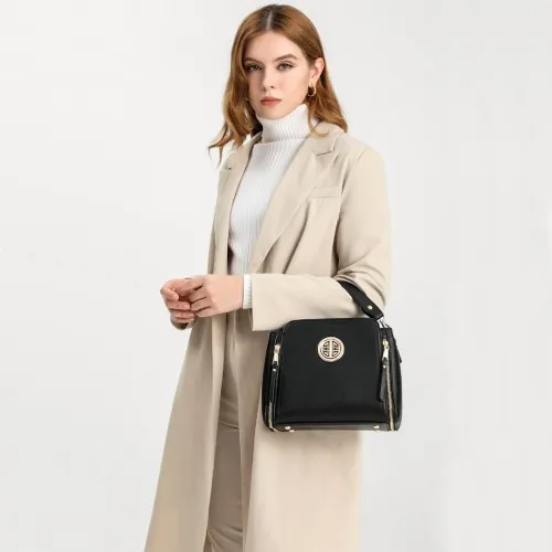 Miss Lulu Leather Look Practical Crossbody Bag - Grey | Lightweight & Stylish Everyday Handbag