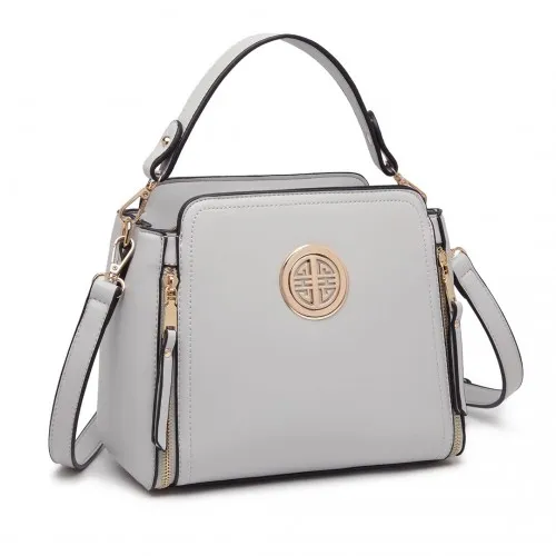 Miss Lulu Leather Look Practical Crossbody Bag - Grey | Lightweight & Stylish Everyday Handbag