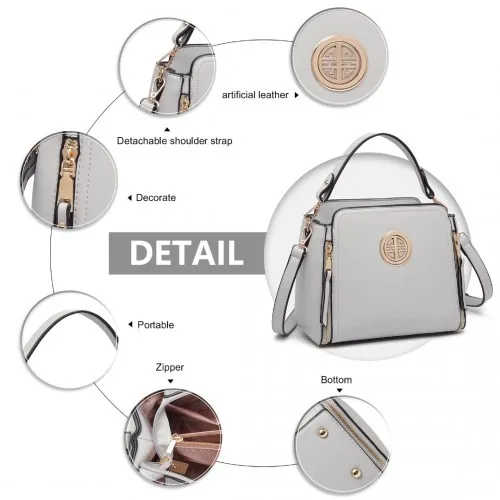 Miss Lulu Leather Look Practical Crossbody Bag - Grey | Lightweight & Stylish Everyday Handbag