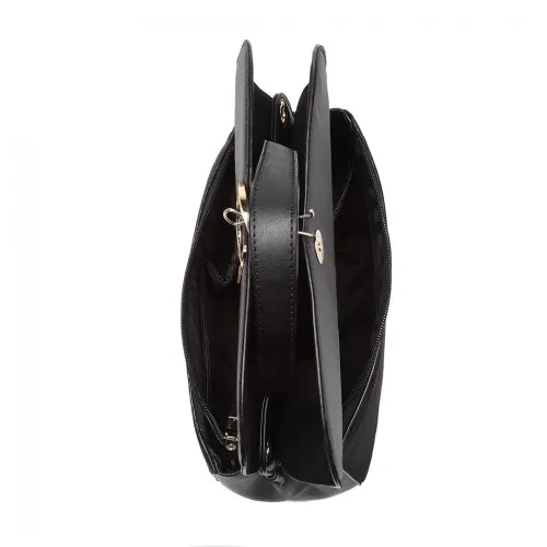 Miss Lulu Stylish Ladies Leather Handbag Shoulder Bag Black - LB6871 – Elegant & Functional