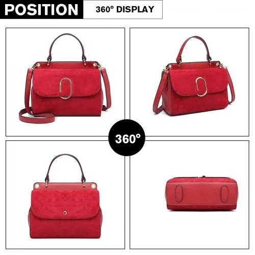 Miss Lulu Stylish Ladies Leather Handbag Shoulder Bag - Red | Elegant & Functional