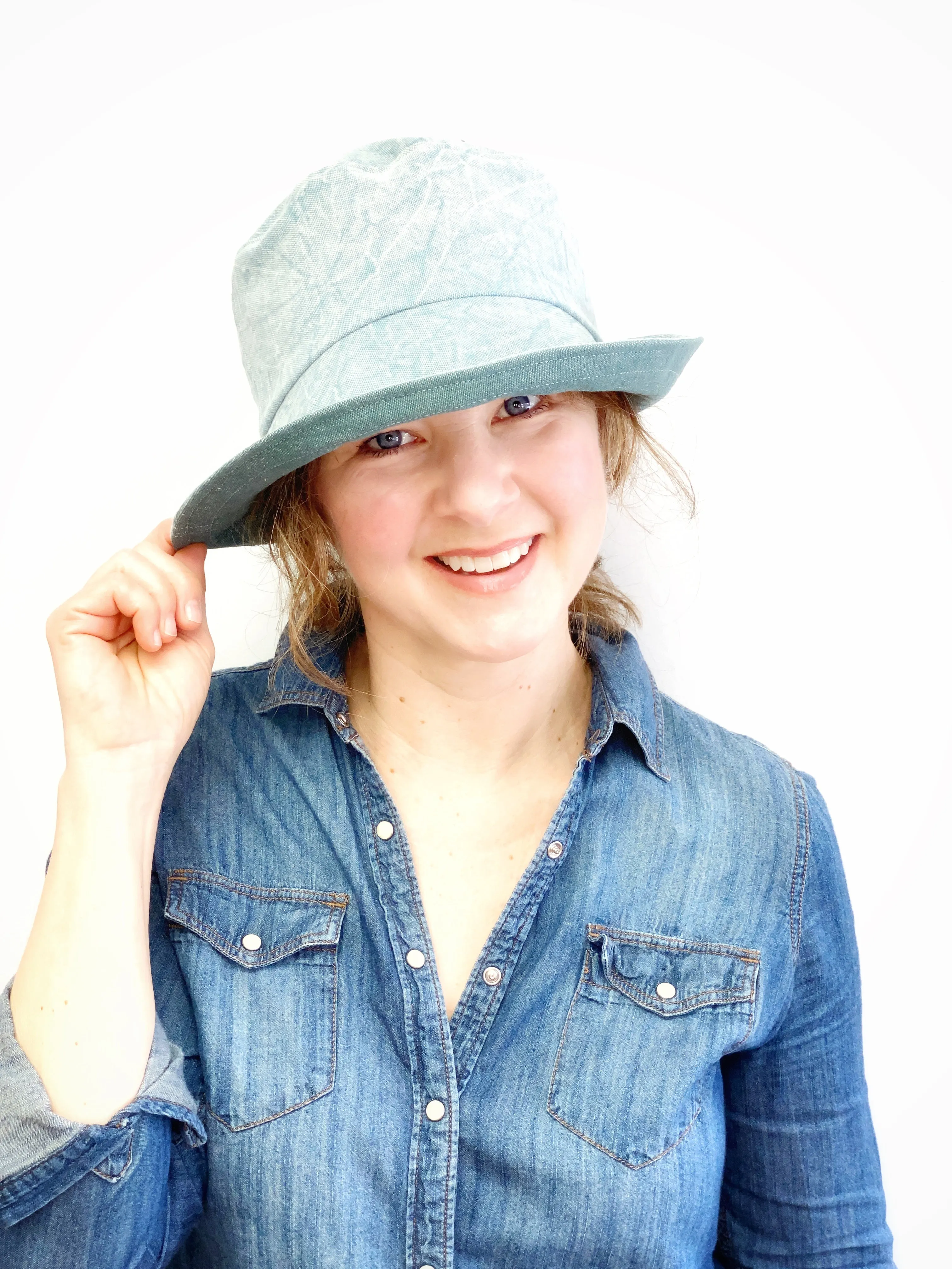M/L Bucket Hat in Light Aqua and Light Blue Color, Ready to Ship