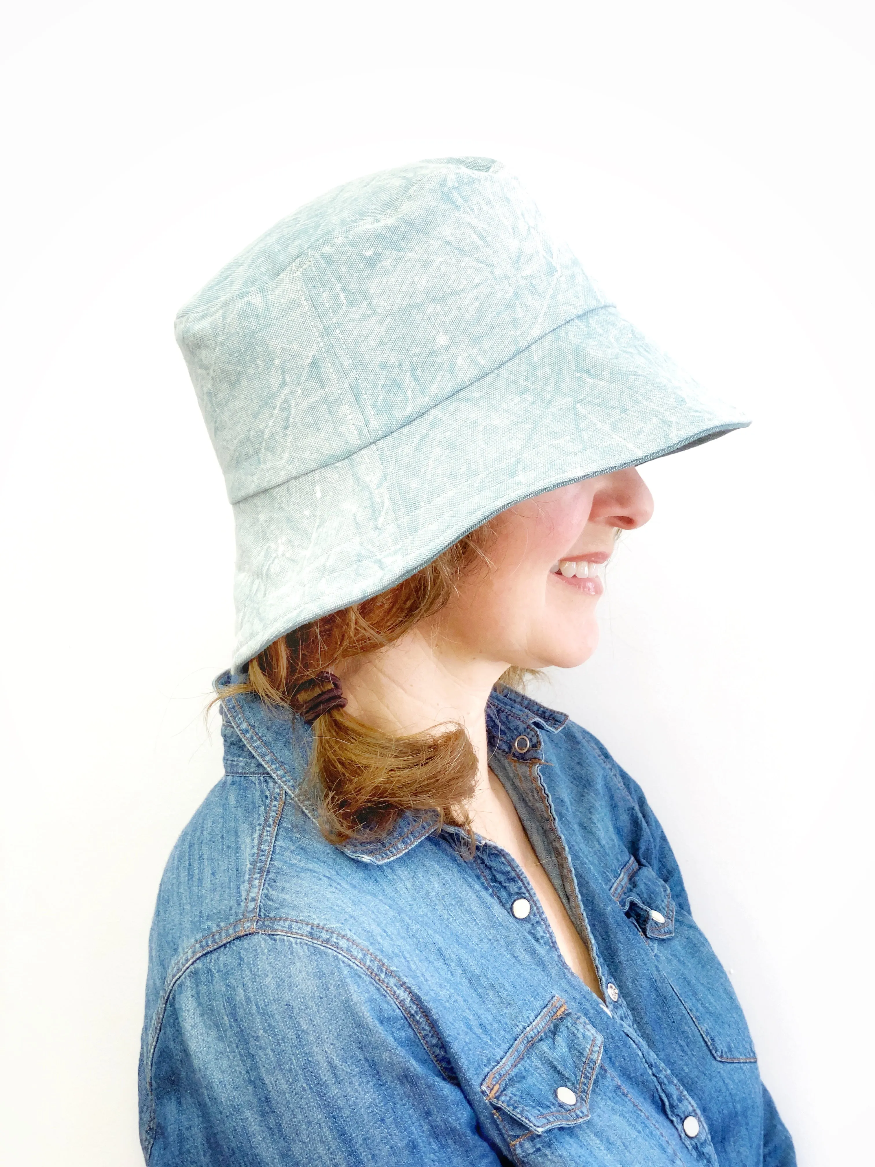 M/L Bucket Hat in Light Aqua and Light Blue Color, Ready to Ship