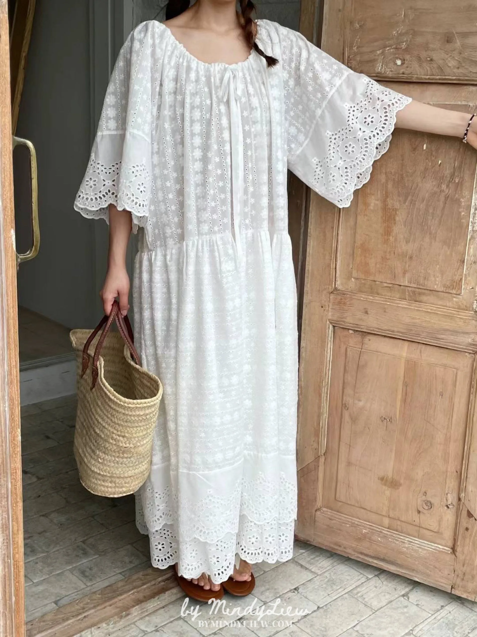 ML24771 Elegant Cotton Lace Dress