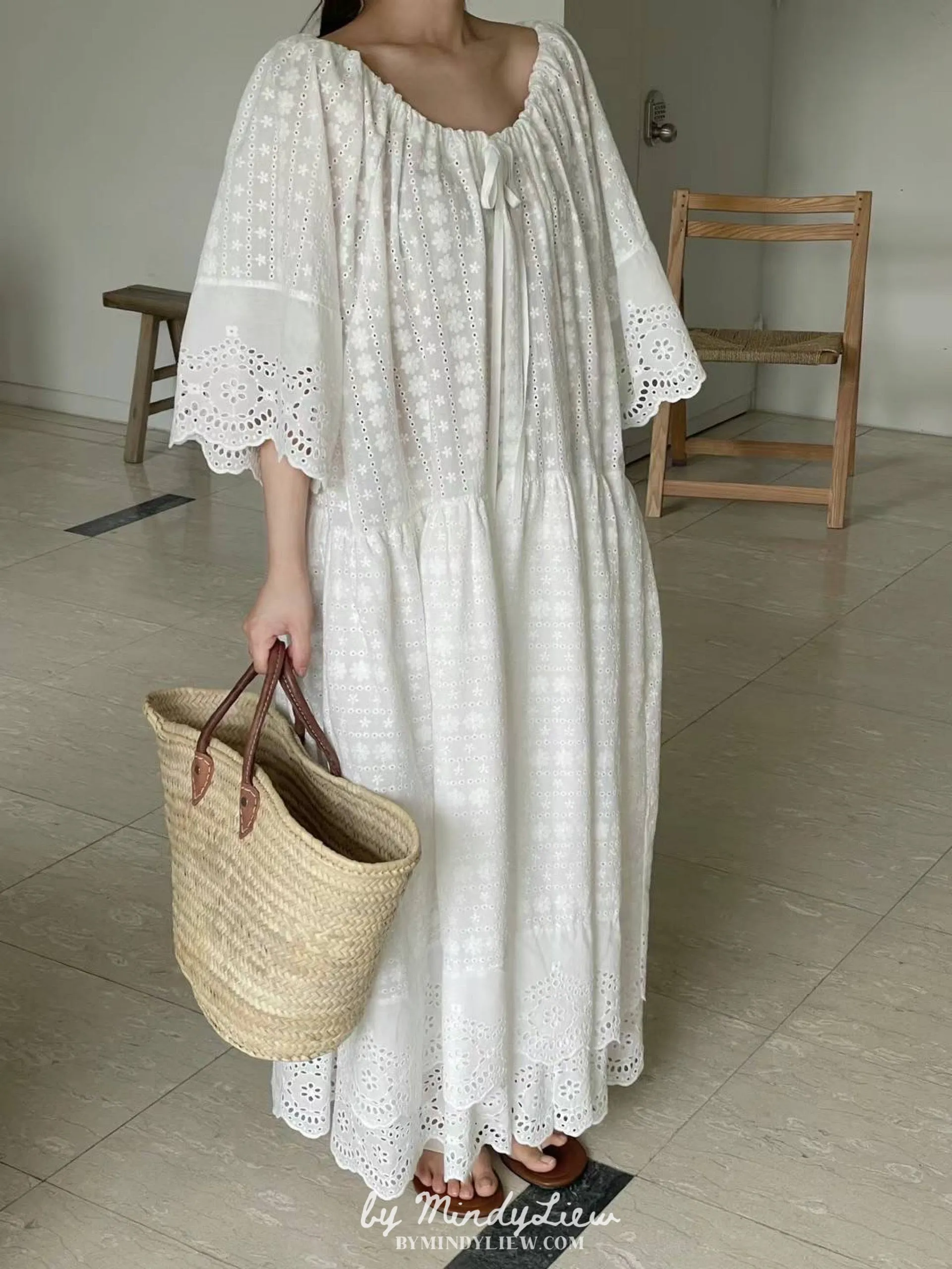 ML24771 Elegant Cotton Lace Dress