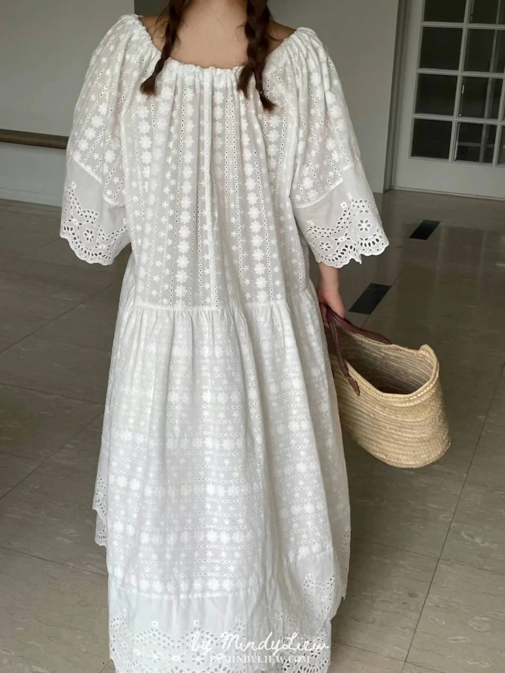 ML24771 Elegant Cotton Lace Dress