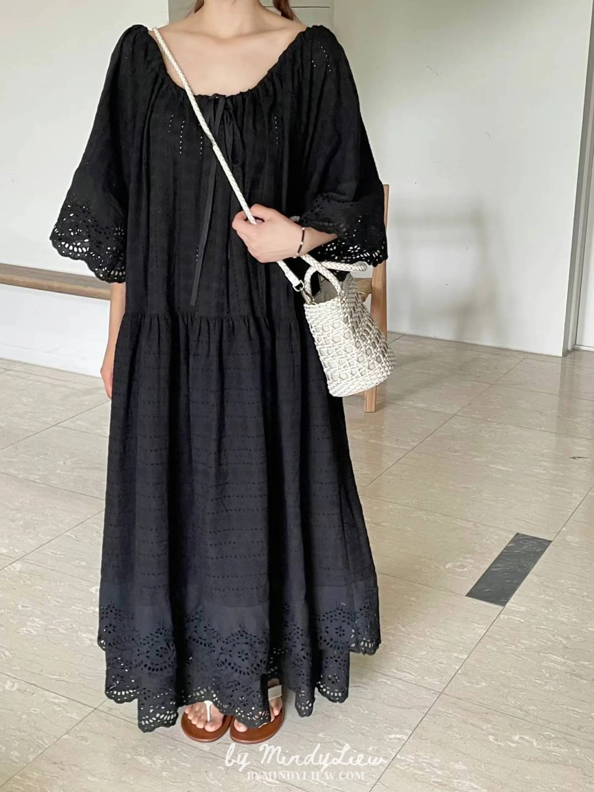 ML24771 Elegant Cotton Lace Dress