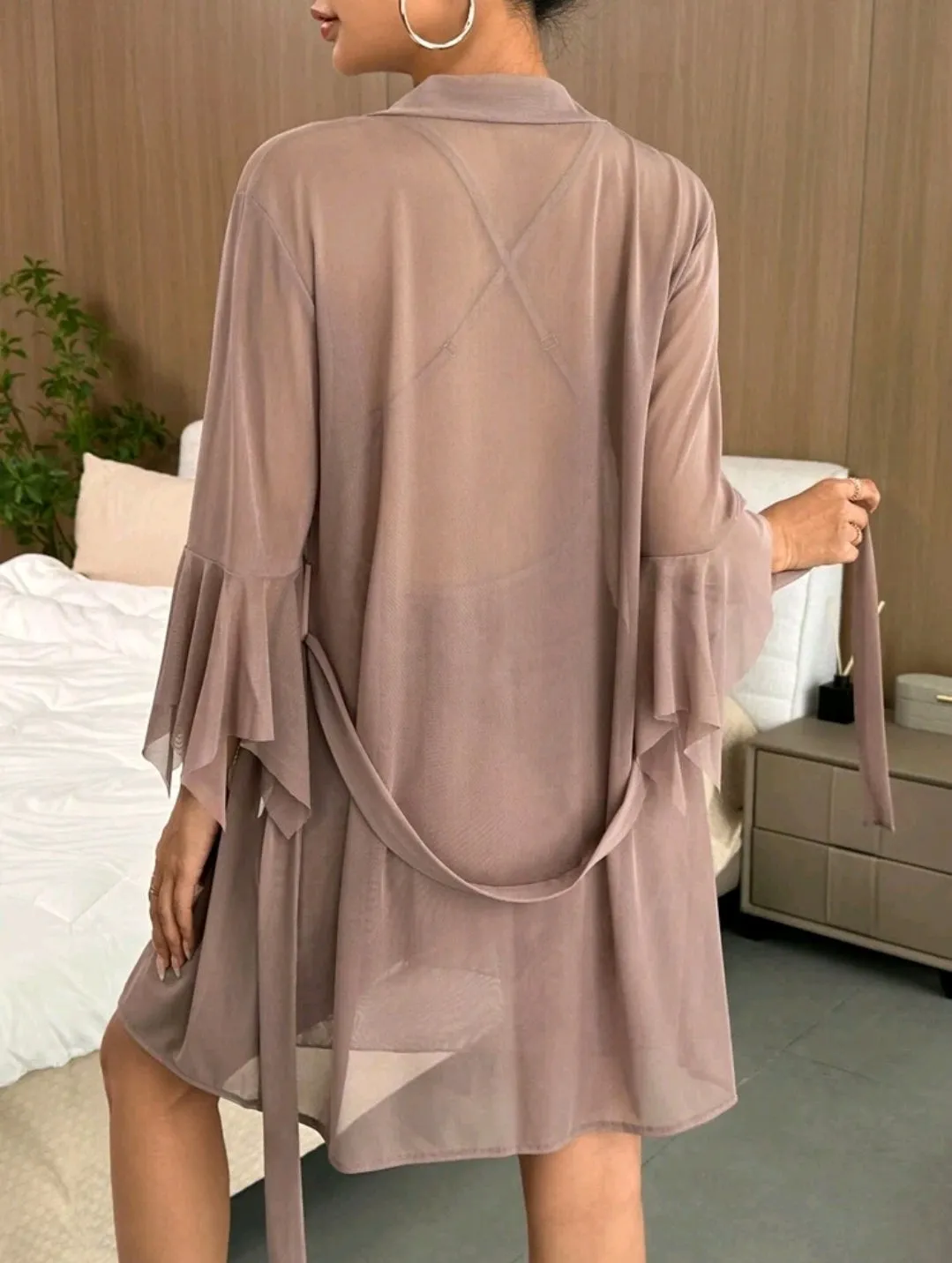 Mocha Chiffon 2 Piece Night Dress Set