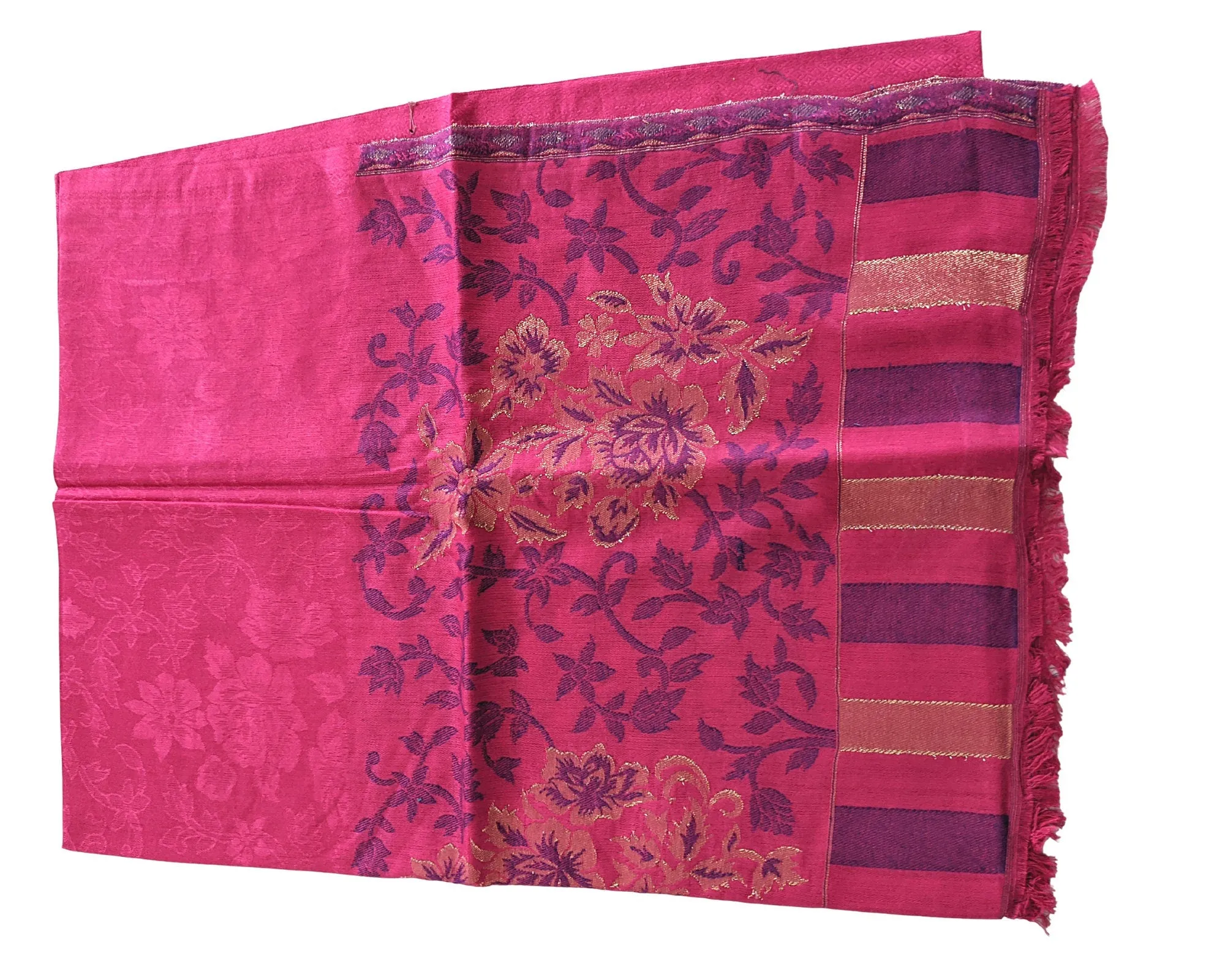 Modal Kani Wool Scarf & Scarves for Women With Zari Work [Pink]