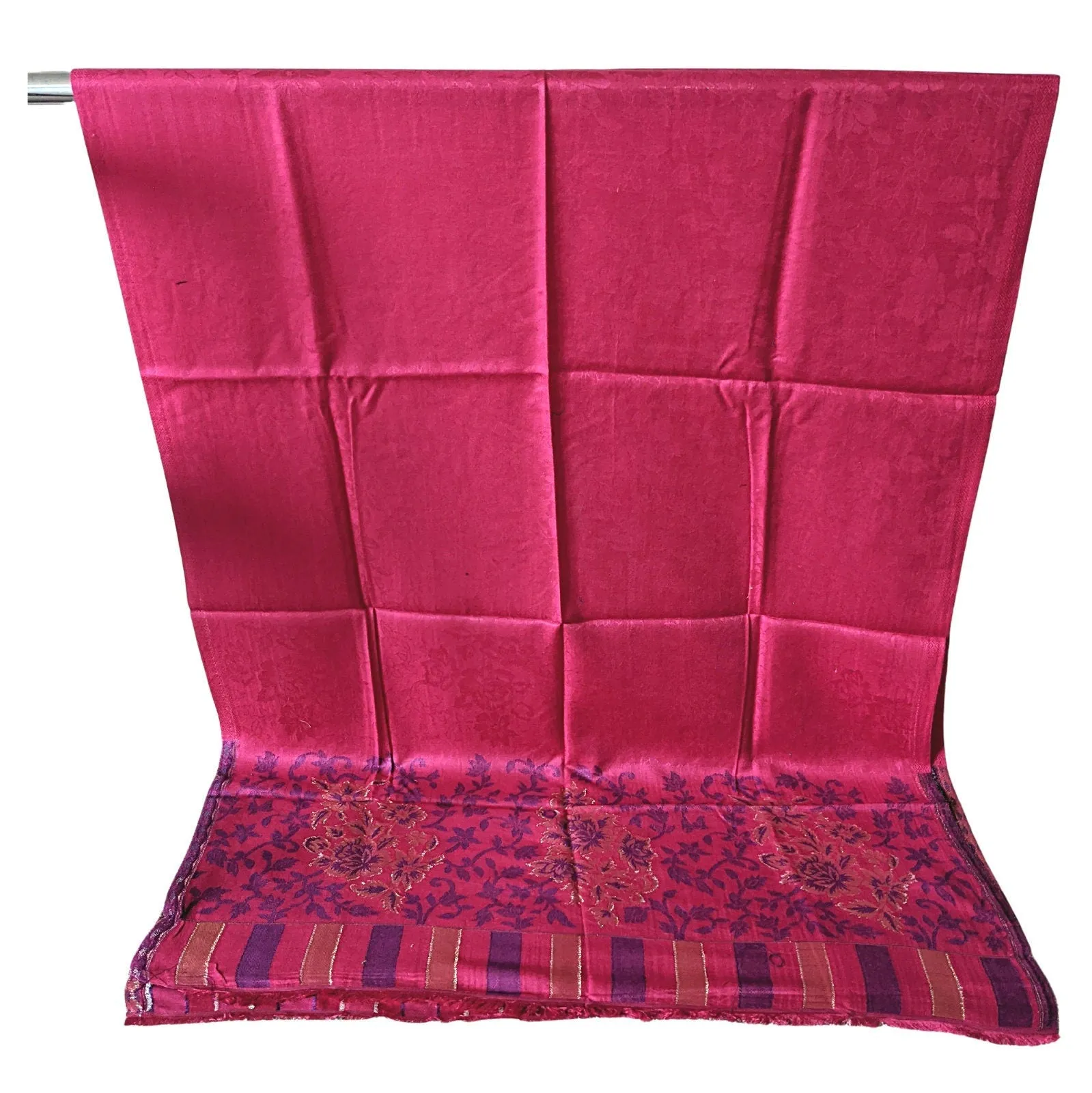 Modal Kani Wool Scarf & Scarves for Women With Zari Work [Pink]