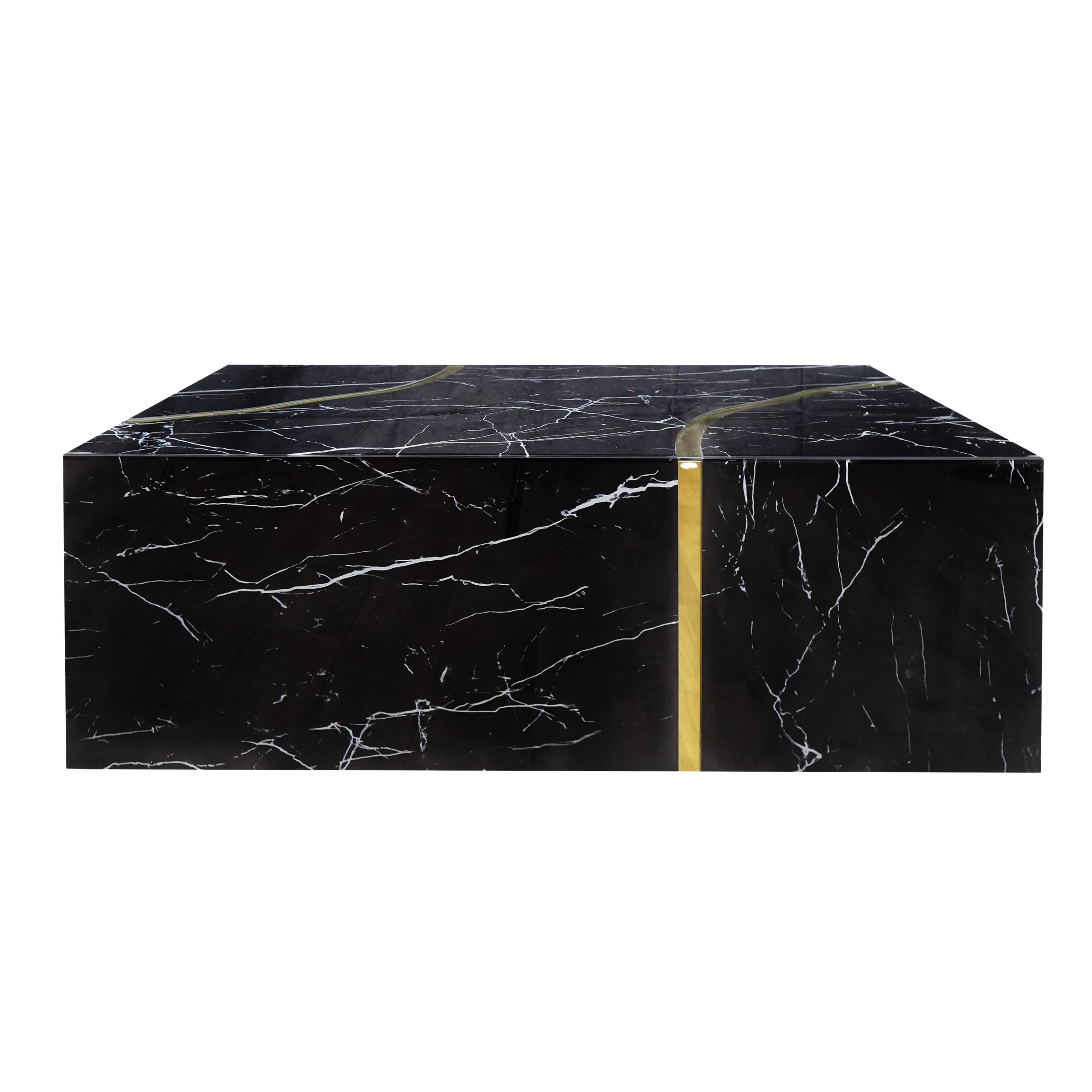 Modern Design Black Coffee Table with Gold Accent