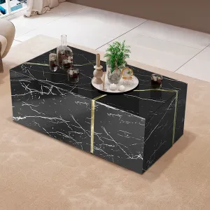 Modern Design Black Coffee Table with Gold Accent